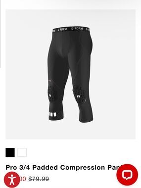 Men’s G-form pro 3/4 padded compression pants. Black size medium